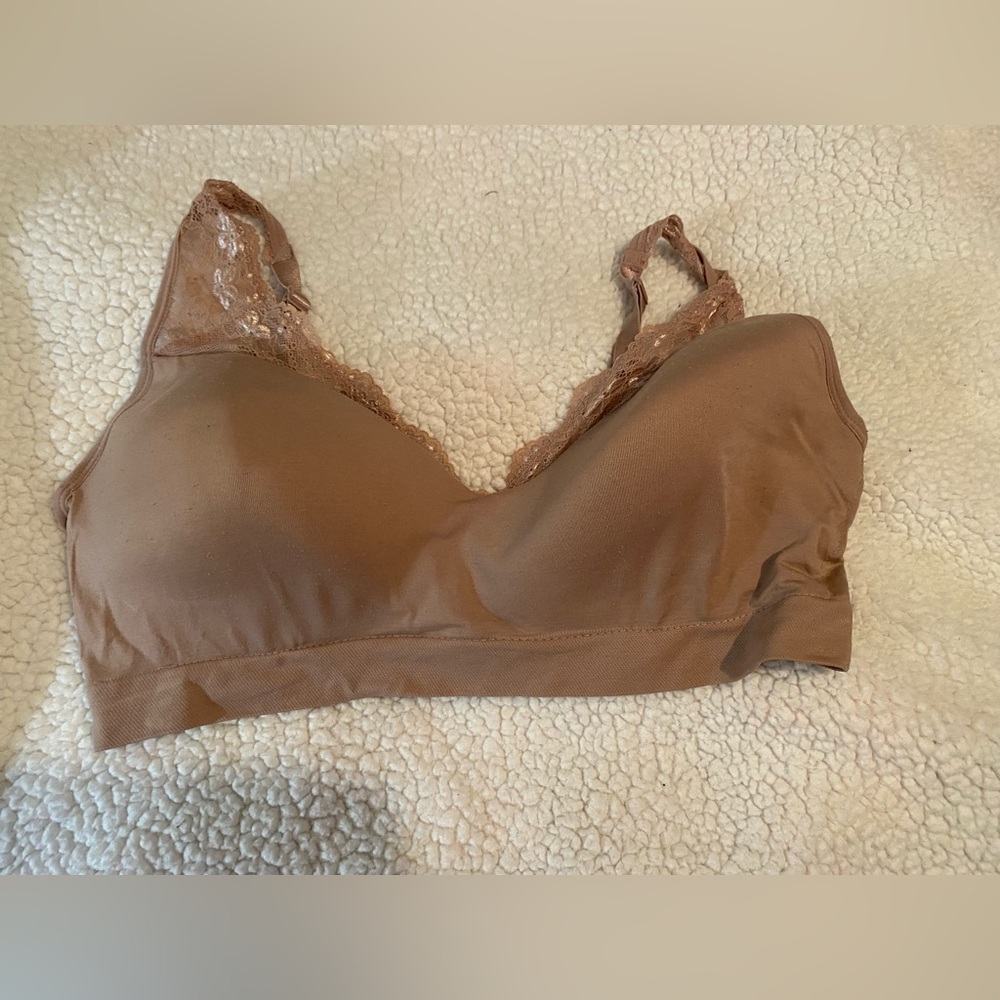Elegant Dreamwear Lace Trim Bralette - Brown